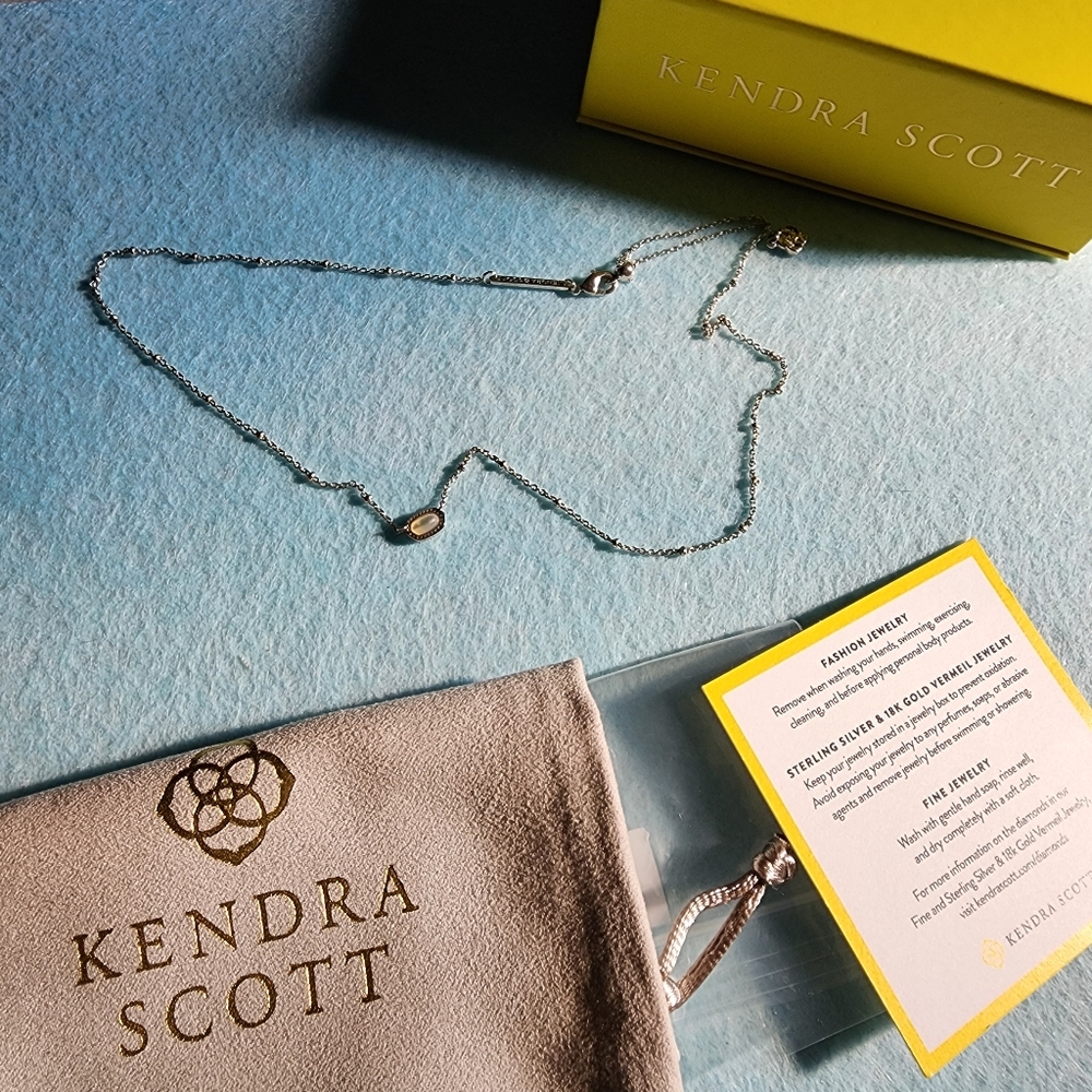 Kendra Scott Dainty Silver Necklace with Blush Gemstone Accent